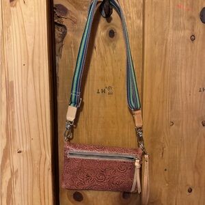 Consuela Brown and Tan Crossbody Bag with Gold Accents